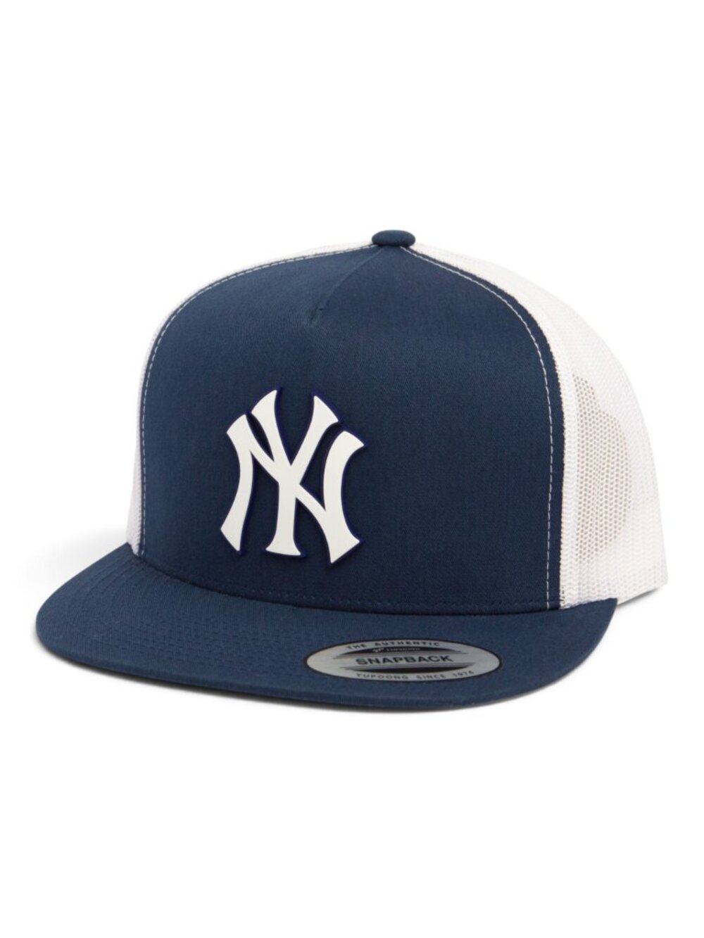 New York Yankees NY White 3D YP Snapback Flat Bill Trucker Hat- Navy/ White